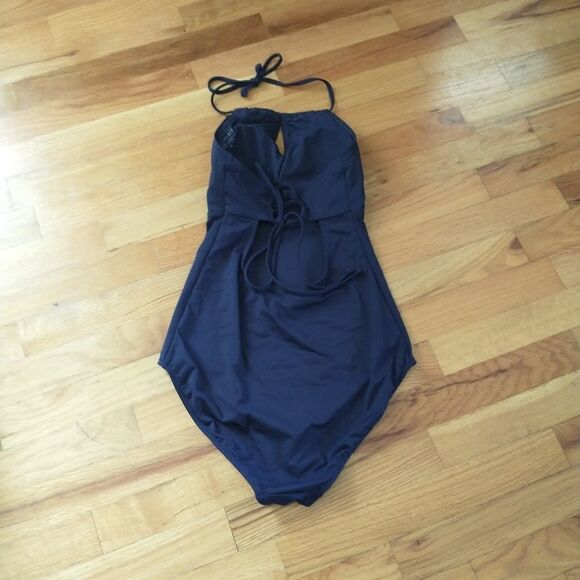 Athleta High Neck Keyhole One Piece Navy Swimsuit - Picture 4 of 4